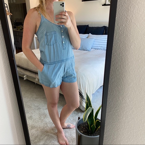 lovestitch Pants - Love stitch Chambray Romper